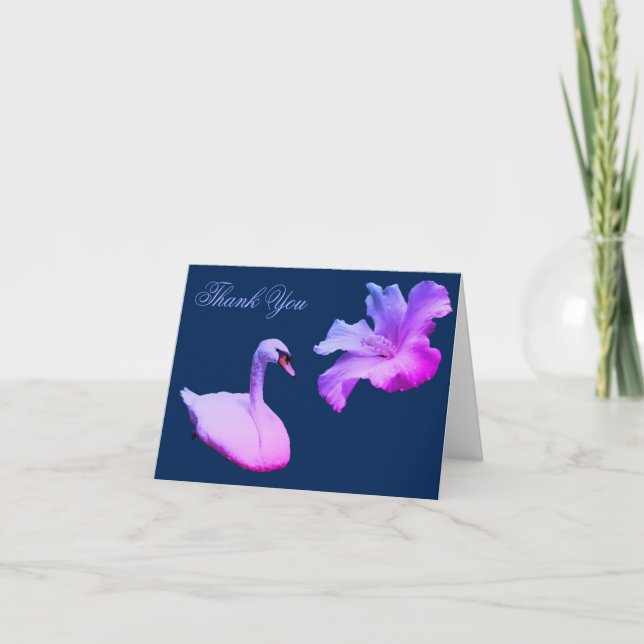 Swan And Hibiscus Customisable Thank You Card (Front)