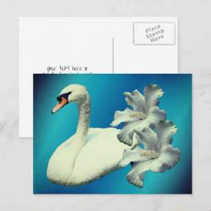 Swan And Hibiscus Flower Nature Personalised Postcard