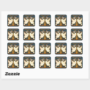 Swan and Rush and Iris,  Square Sticker
