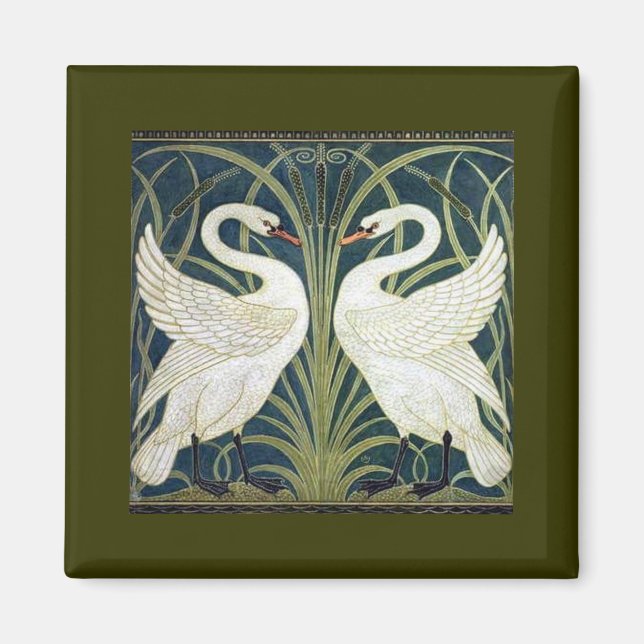 Swan and Rush and Iris wallpaper Magnet (Front)