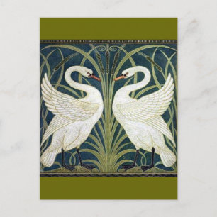 Swan and Rush and Iris wallpaper Postcard