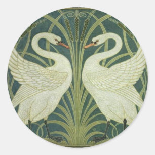 Swan and Rush Art Nouveau Sticker