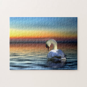 Swan and Sunset Beautiful Serene Jigsaw Puzzle