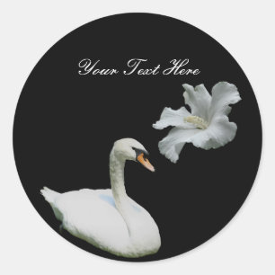 Swan And White Hibiscus Flower Sticker