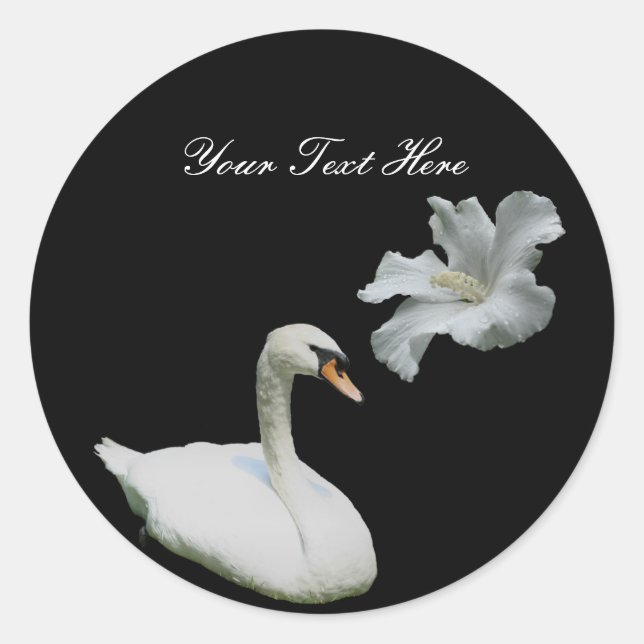 Swan And White Hibiscus Flower Sticker (Front)