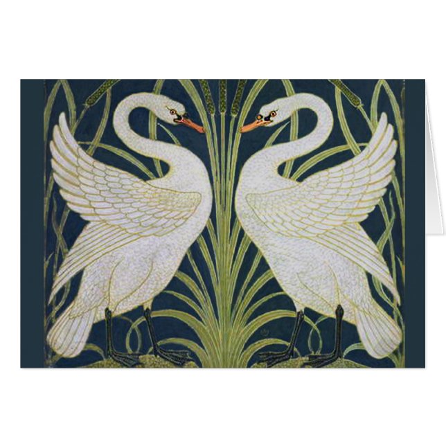 Swan Art Nouveau Two Swans  (Front Horizontal)