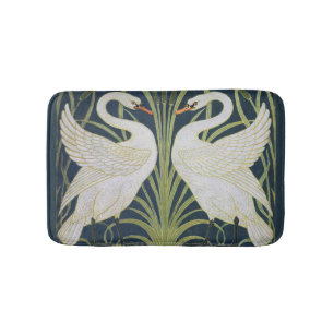 Swan Art Nouveau Two Swans  Bath Mat