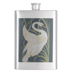 Swan Art Nouveau Two Swans Hip Flask