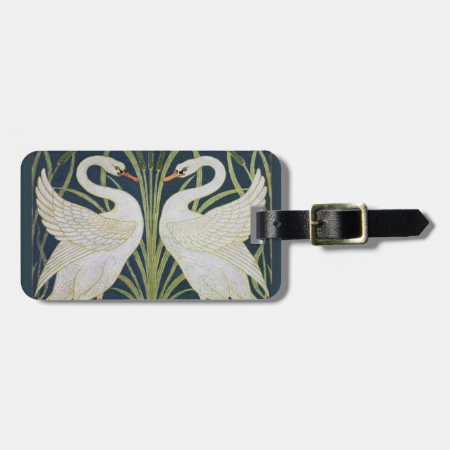 Swan Art Nouveau Two Swans  Luggage Tag (Front Horizontal)