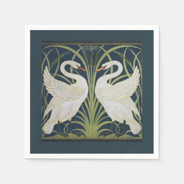 Swan Art Nouveau Two Swans  Napkin (Front)