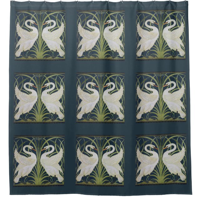 Swan Art Nouveau Two Swans  Shower Curtain (Front)