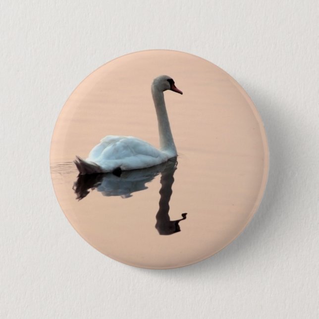 Swan at Sunset Button (Front)