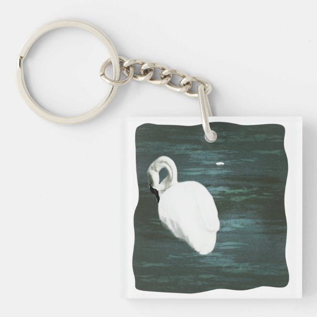 Swan at the Pond Key Ring (Front)