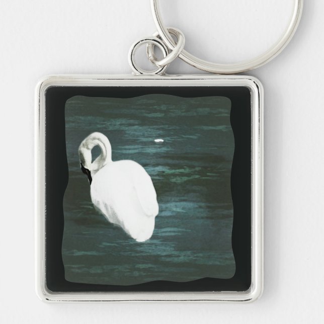 Swan at the Pond Key Ring (Front)