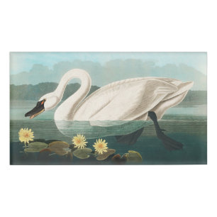 swan audubon bird white water swans name tag