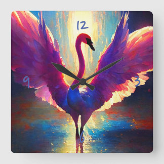 Swan Awake :: Square Wall Clock