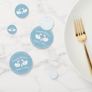 Swan Baby Shower Bird with Crown Co-Ed Blue Confetti