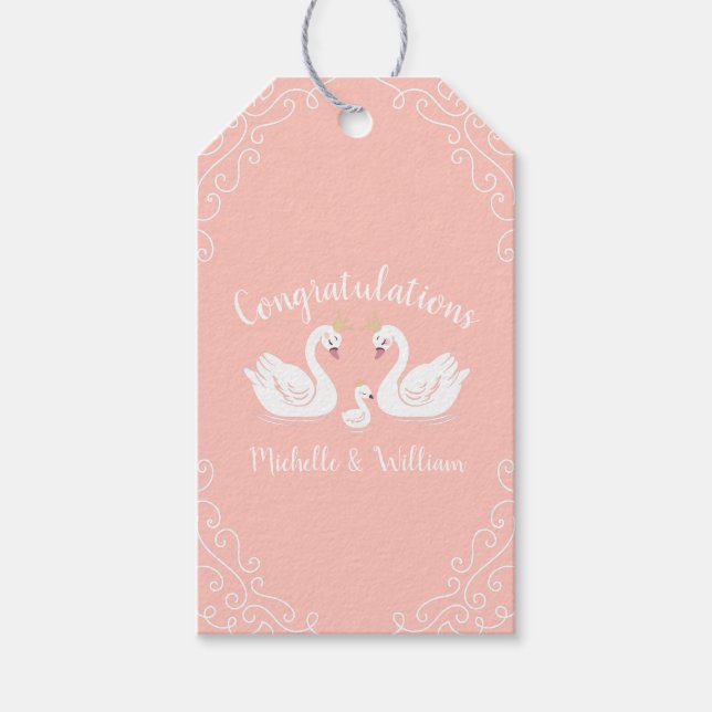 Swan Baby Shower Gift Tags (Front)