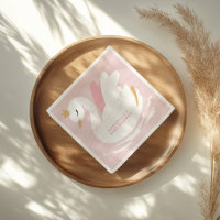 Swan baby shower girly pink aqua cute elegant
