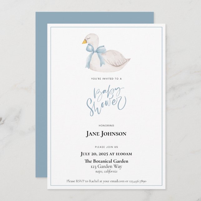 Swan Baby Shower Invitation (Front/Back)