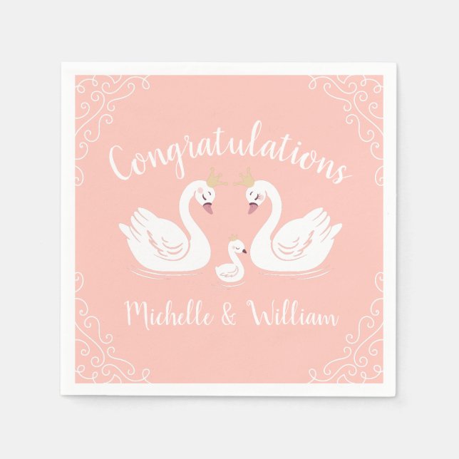 Swan Baby Shower Napkin (Front)