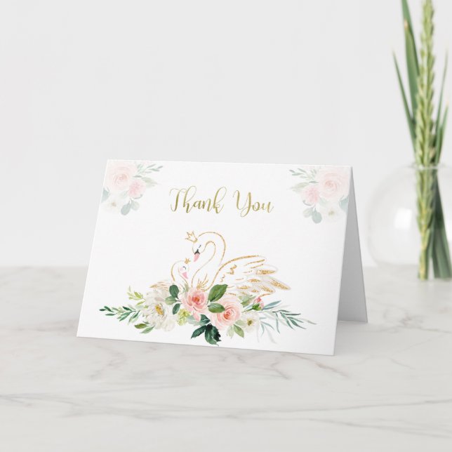 Swan Baby Shower Thank You Card (Front)
