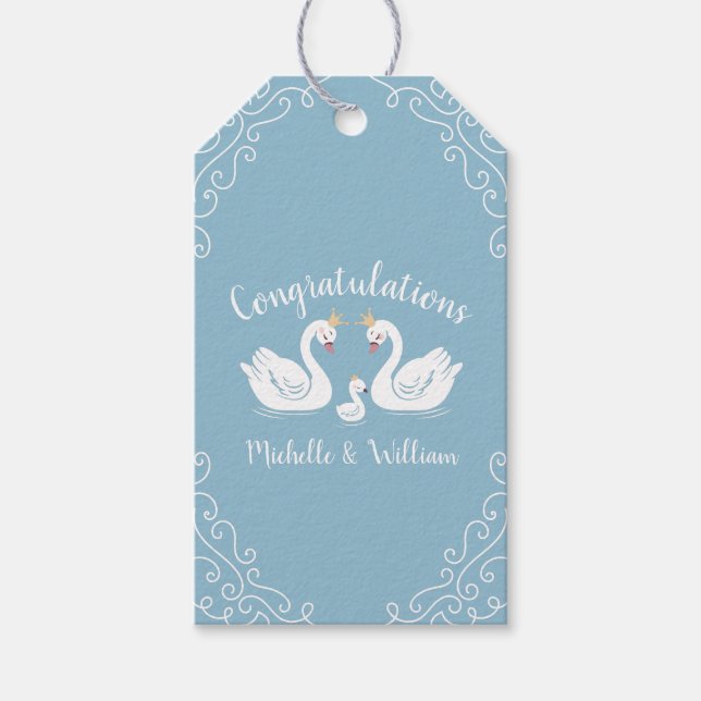 Swan Baby Shower Vintage Gift Tags (Front)