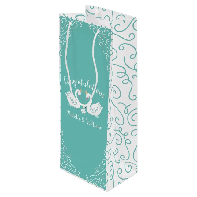 Swan Baby Shower Vintage Wine Gift Bag (Back Angled)