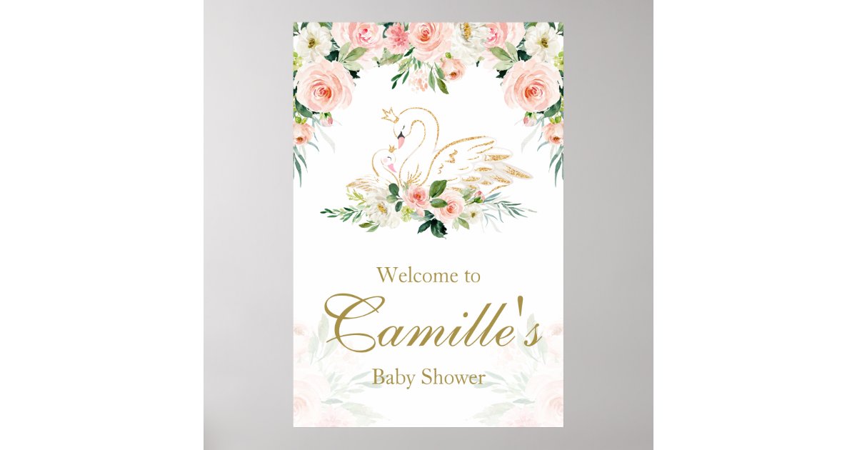 Swan Baby Shower Sign Zazzle