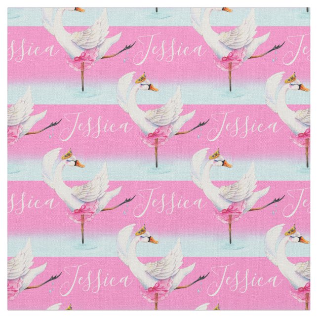 Swan ballerina ballet dancer name patterned fabric (Close Up)