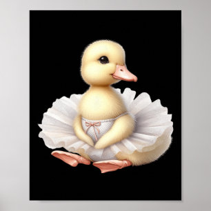 Swan Ballerina Duck Dancing Ballet Watercolor Poster