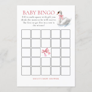 Swan Bingo Baby Shower Game Card
