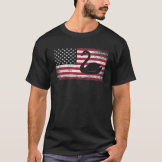 Swan Bird 4th of July American Flag America USA Pa T-Shirt