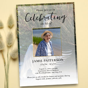 Swan Bird Lover Celebration of Life Photo Funeral Invitation