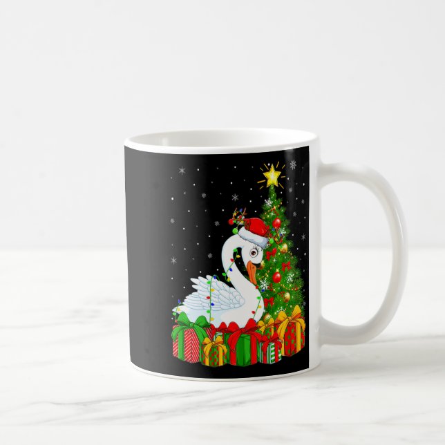 Swan Bird Xmas Holiday Santa Swan Christmas Tree  Coffee Mug (Right)