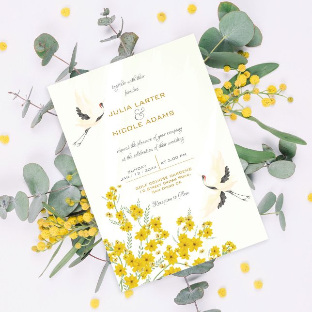 Swan Birds Paradise Soring Florals Wedding Invitation (Creator Uploaded)