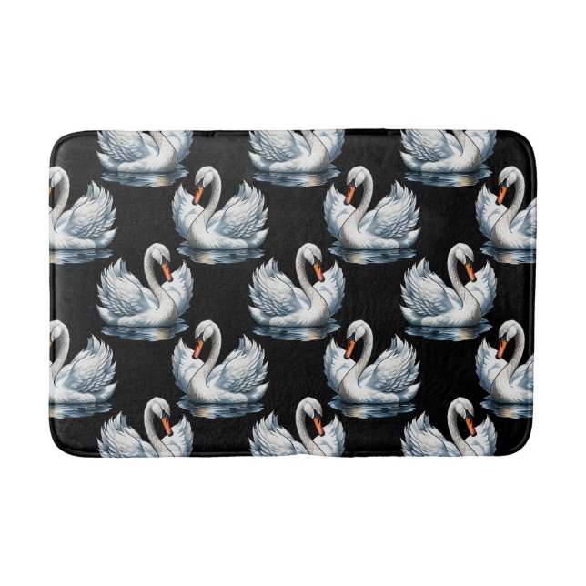 Swan Birds Pattern Design  Bath Mat (Front)