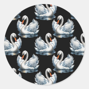 Swan Birds Pattern Design Classic Round Sticker