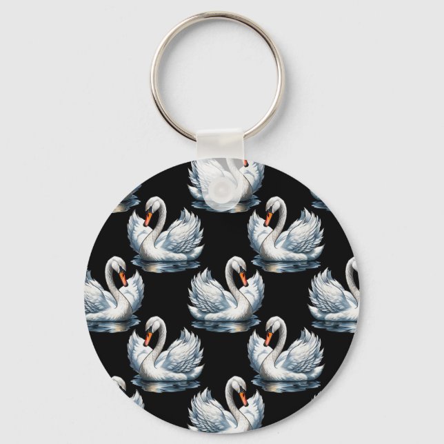 Swan Birds Pattern Design  Key Ring (Front)