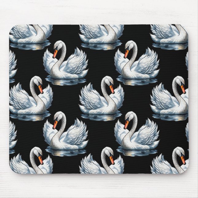 Swan Birds Pattern Design  Mouse Pad (Front)