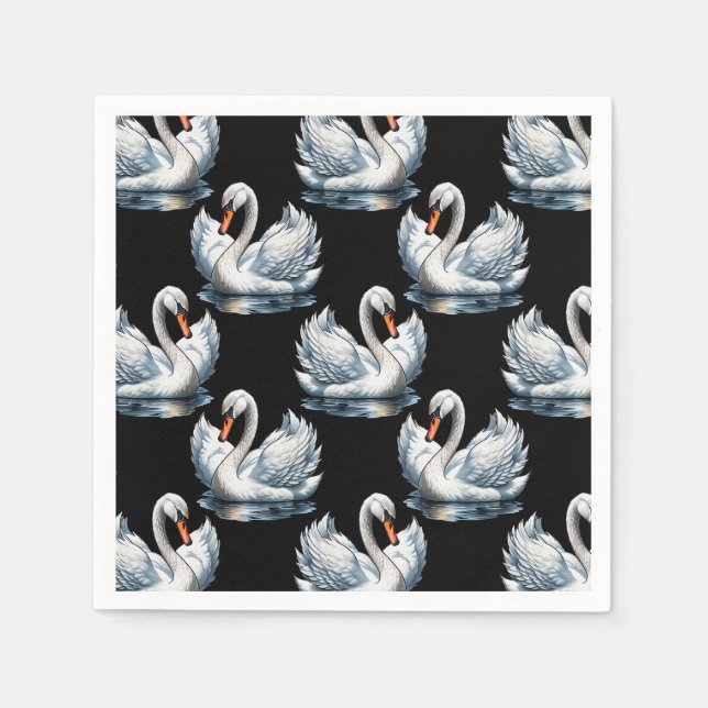 Swan Birds Pattern Design  Napkin (Front)