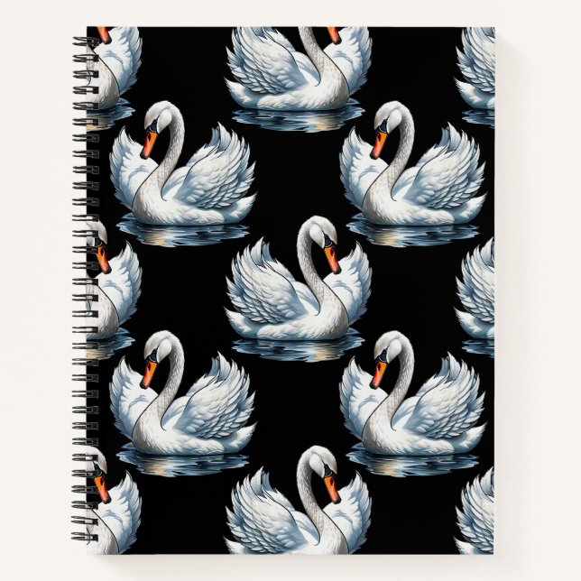 Swan Birds Pattern Design  Notebook (Front)