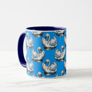 Swan Birds Pattern Design On Green  Mug