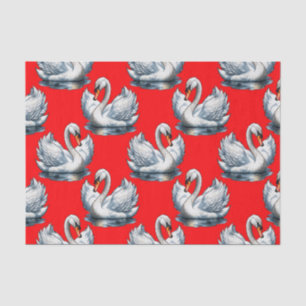 Swan Birds Pattern Design on Red Tissue Paper