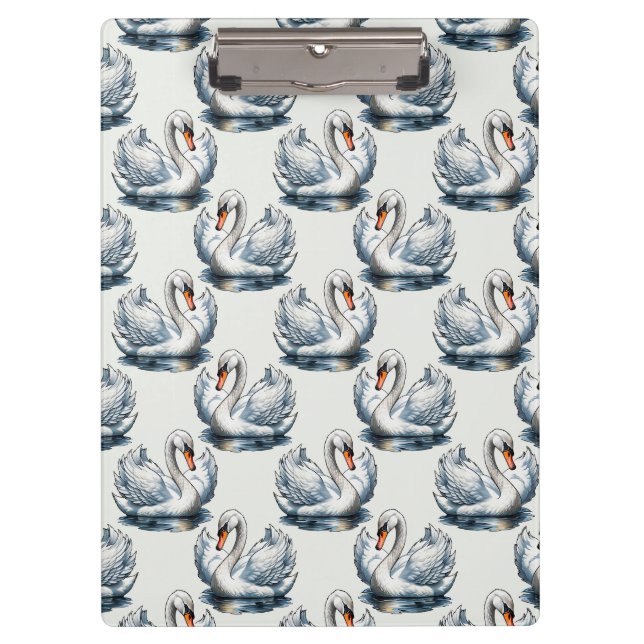 Swan Birds Pattern Design on White  Clipboard (Front)