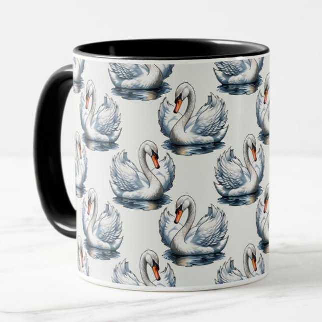 Swan Birds Pattern Design on White  Mug (Creator Uploaded)