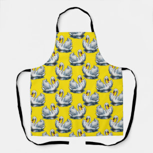 Swan Birds Pattern Design On Yellow  Apron