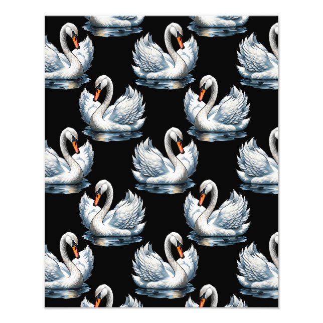 Swan Birds Pattern Design  Photo Print (Front)