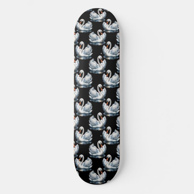 Swan Birds Pattern Design  Skateboard (Front)