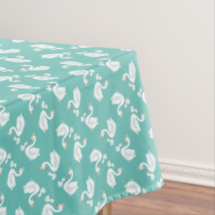 Swan Birthday Party Teal Tablecloth